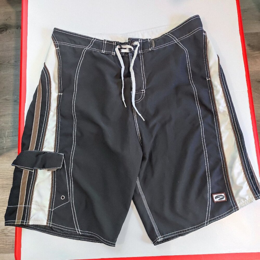 Brooks swim trunk / board short black white brown men's size 38